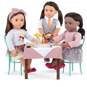 Our‎ Generation Pizzeria Dining Table Set Pizza Restaurant Chairs American Girl